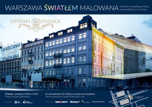 multimedialny show wyświetlany na fasadzie Pasażu Lipińskiego